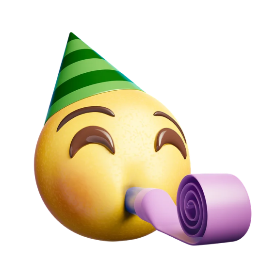 a yellow ball with a green and purple hat on it