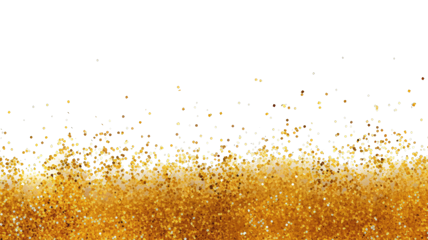 a white background with gold glitters