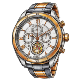 a watch with a white dial and brown leather strap