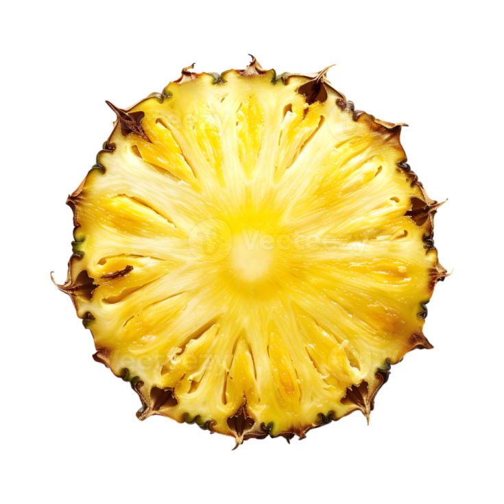 a sliced pine fruit on a white background