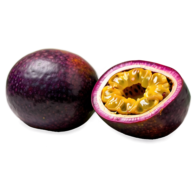 a passion fruit cut in half