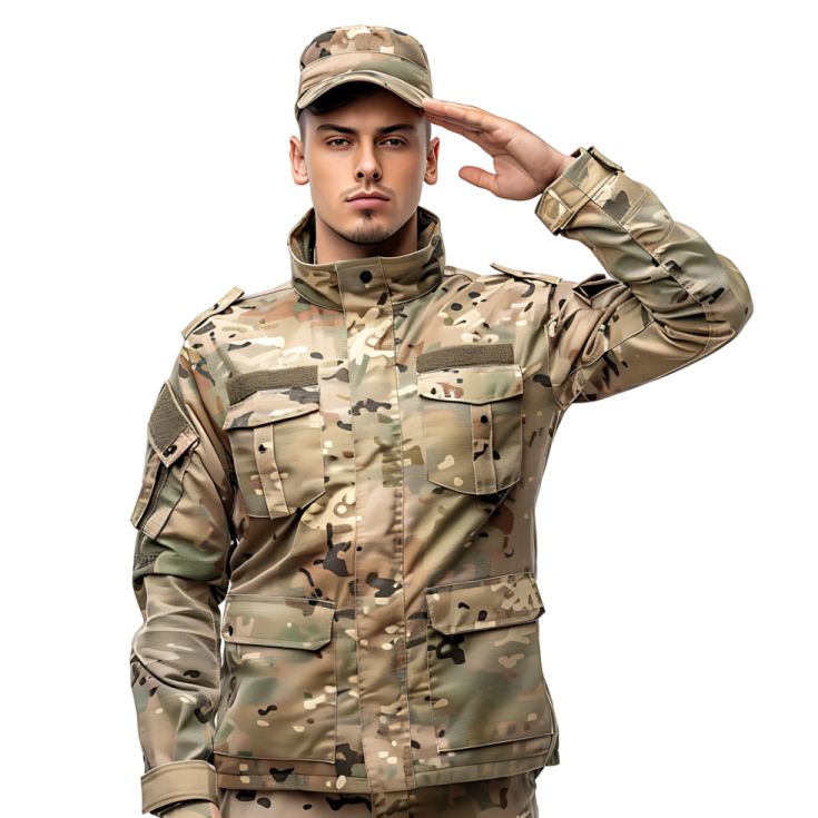 a man in a military uniform sal his hat