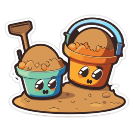 two buckets and shovel sticker