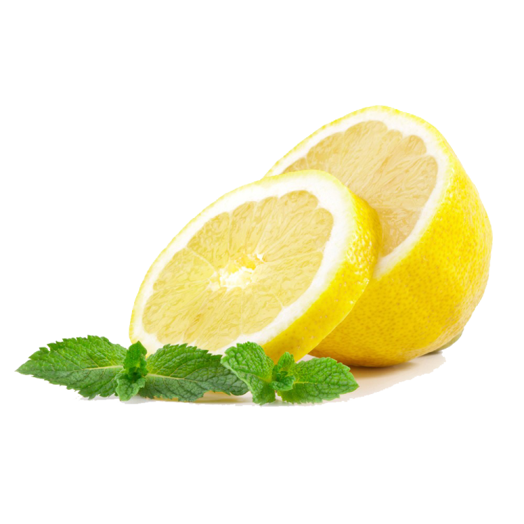 two lemons with leaves on a white background