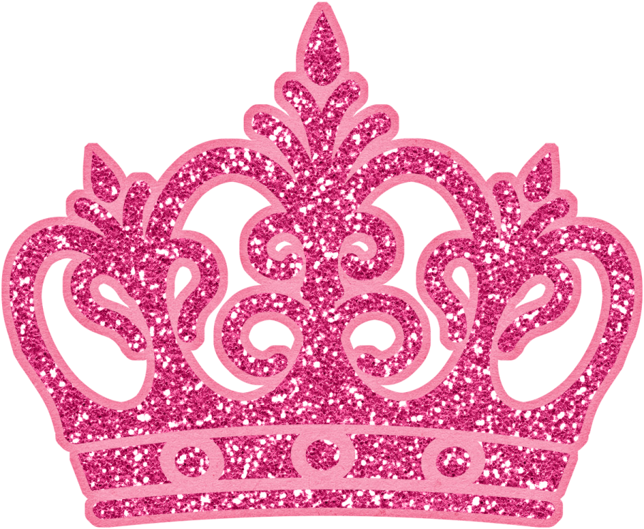 a pink glitter crown on white background