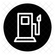 a black and white icon of a gas station