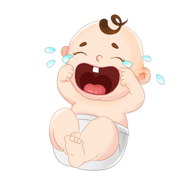 a crying baby in a diable