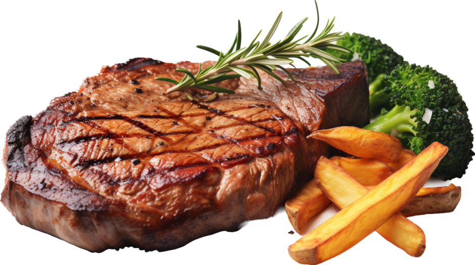 a piece of meat and some vegetables on a plate