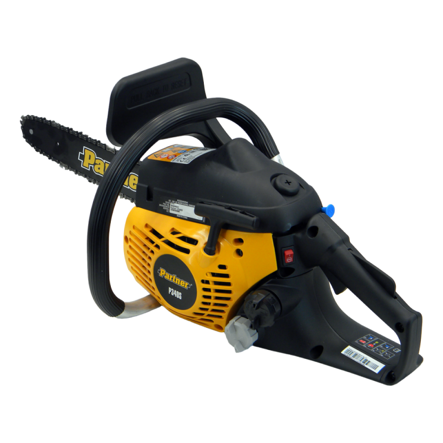 a black and yellow chainsaw with a chain saw