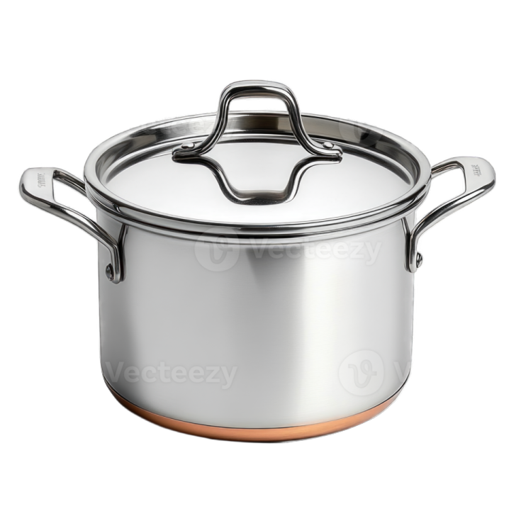 a stainless pot with a lid