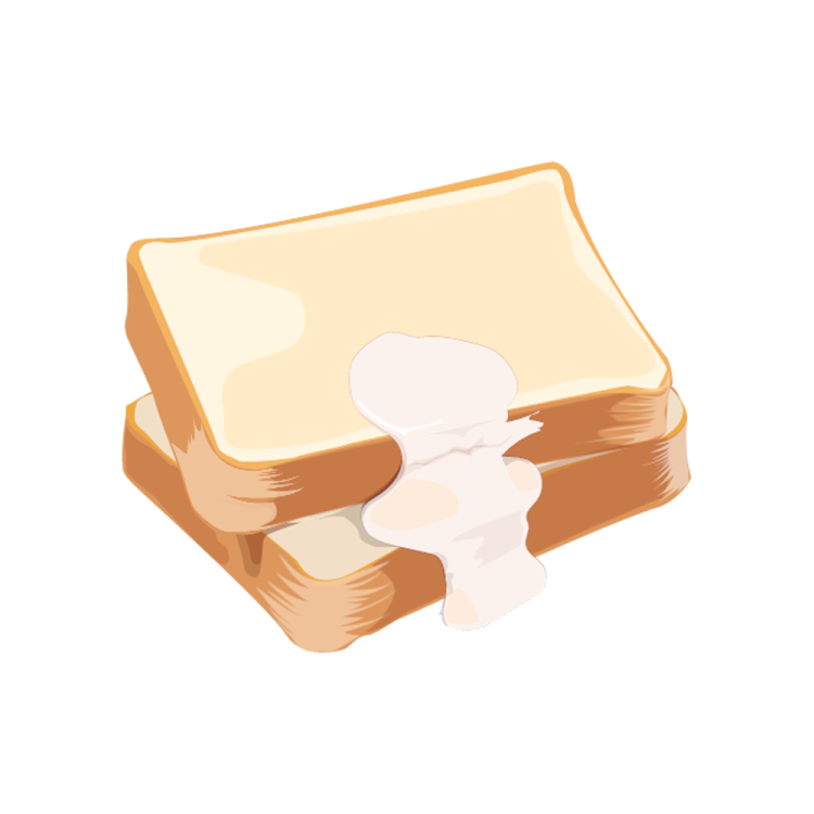a piece of toasted bread on a white background