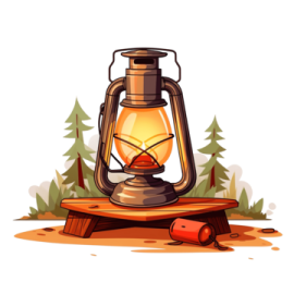 an illustration of a lantern in the woods