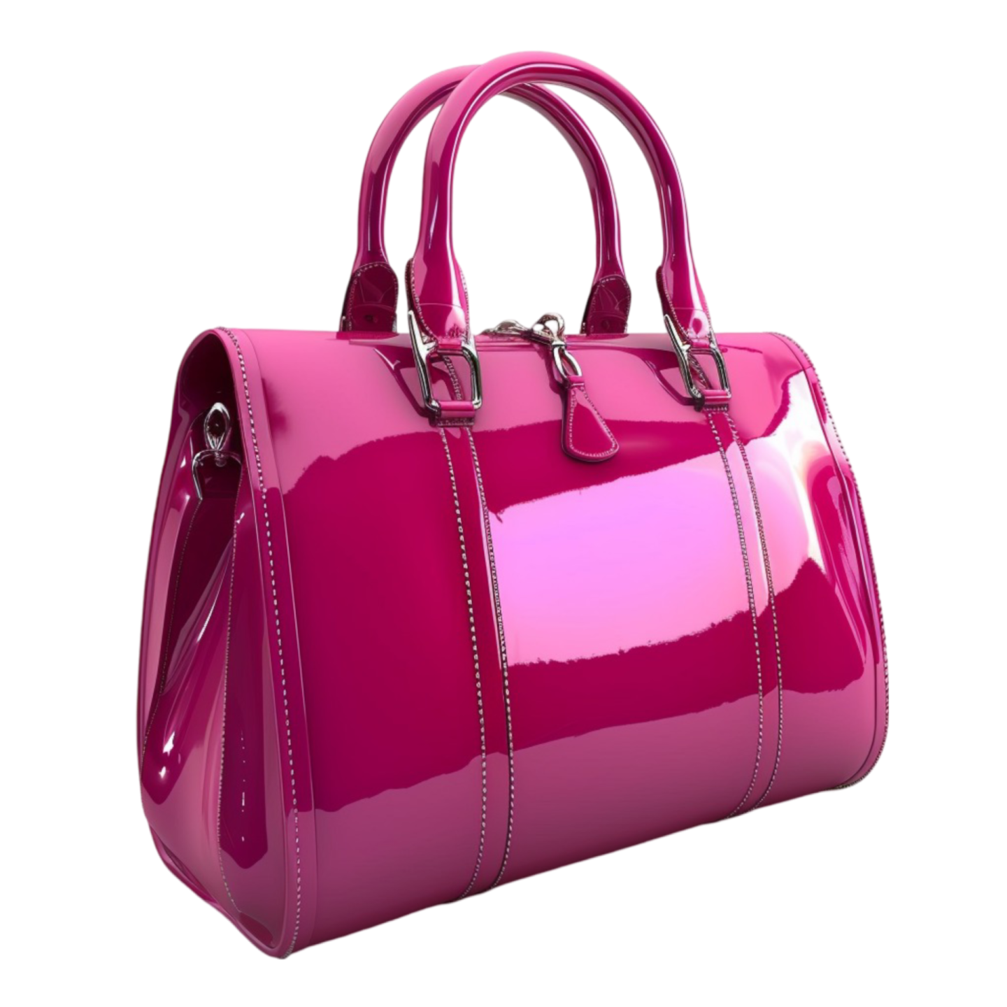 a pink handbag on a white background
