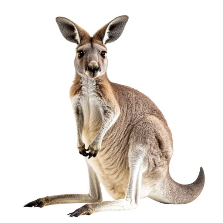 a kangaroo sitting on top of a white surface