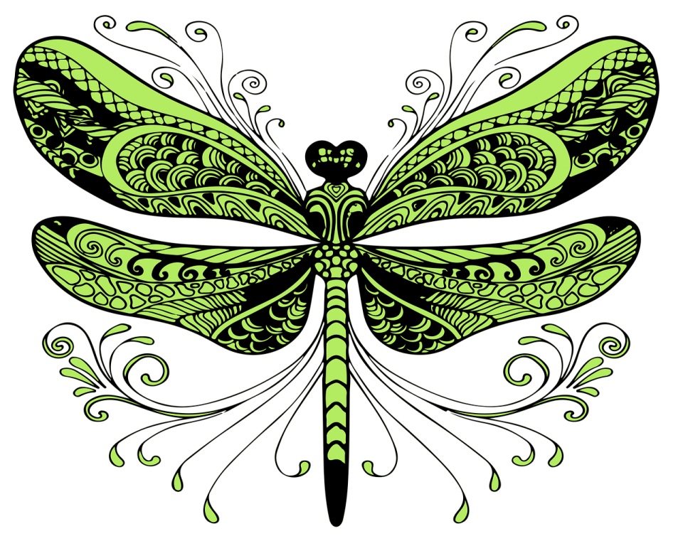 a green and black dragon tattoo design