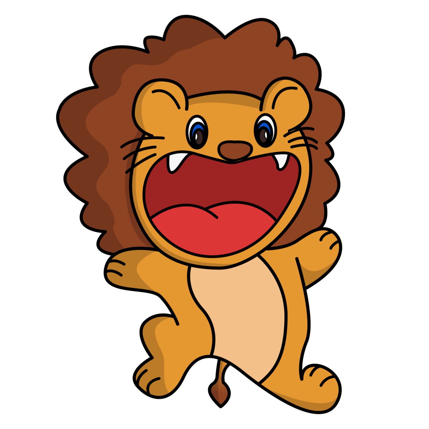 a cartoon lion with its mouth open