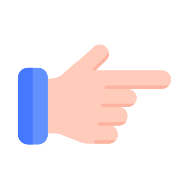 a hand pointing to the right