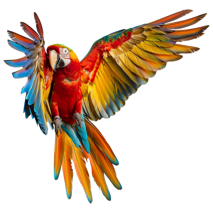 a colorful parrot flying in the air