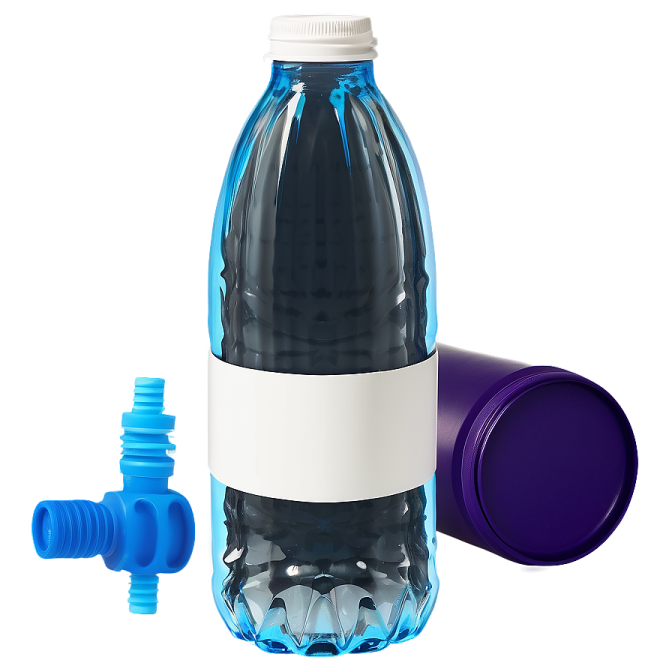 a bottle of water with a plastic cap