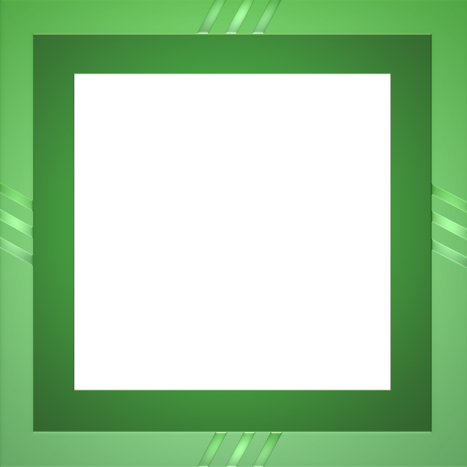 a square frame with a green ribbon around it