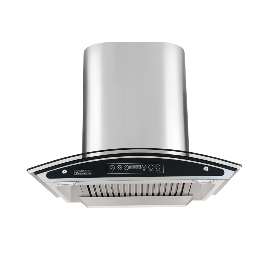 a stainless steel range hood on a white background