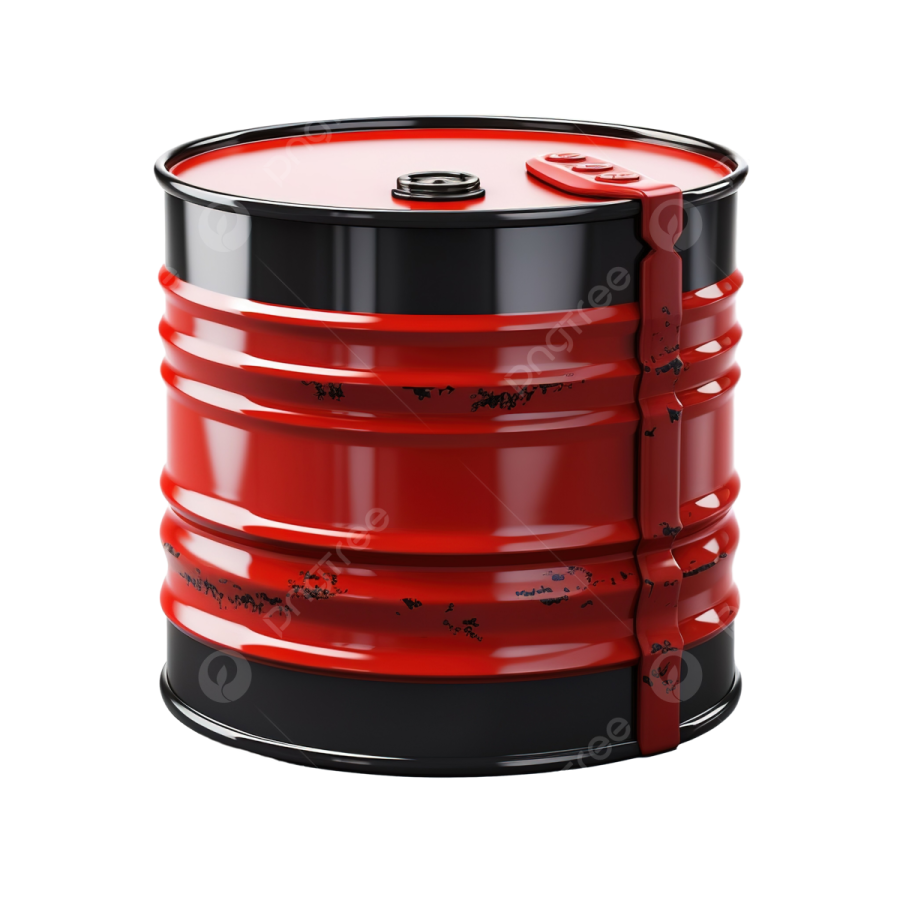 a red oil drum on a white background