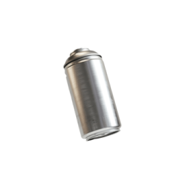 a stainless canister on a white background