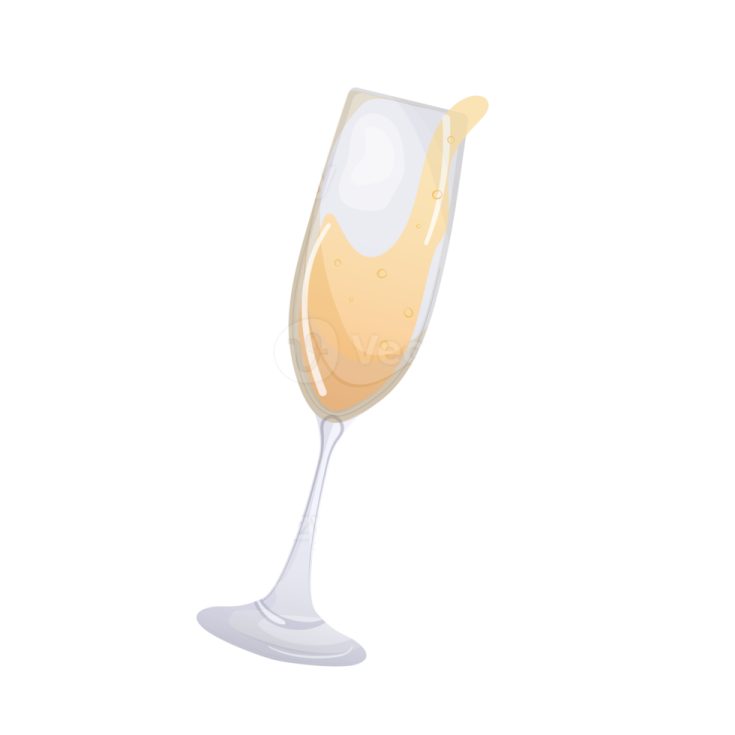 a glass of champagne on a white background