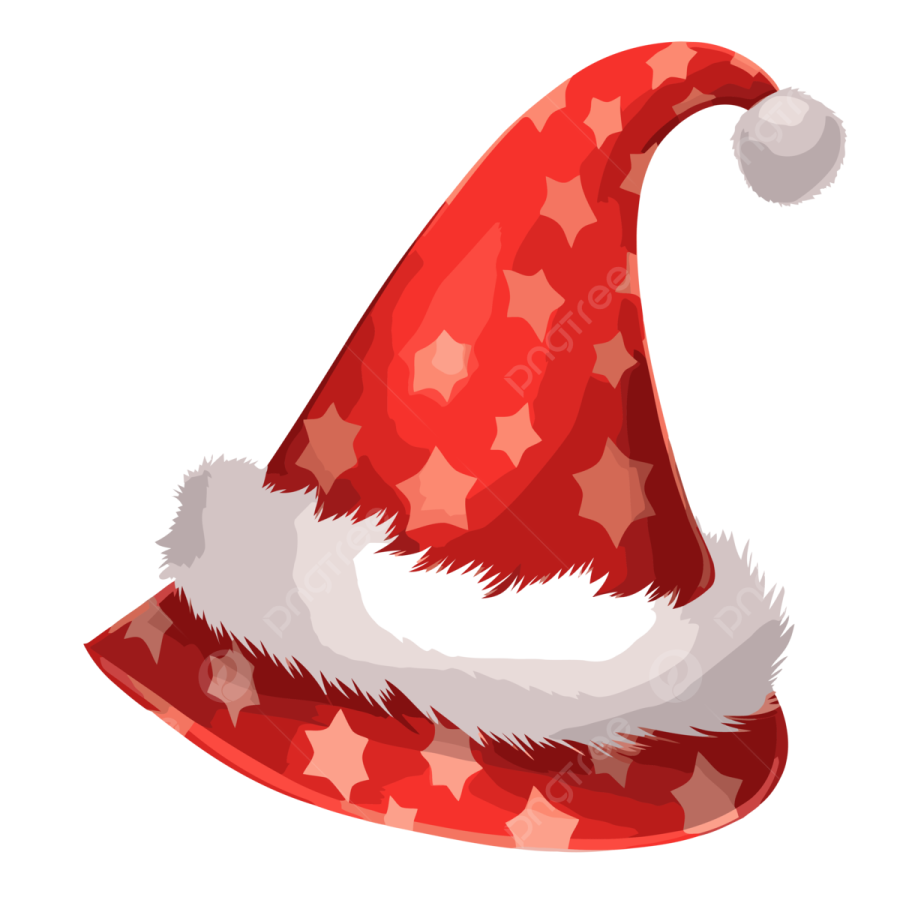 a red santa hat with stars on it