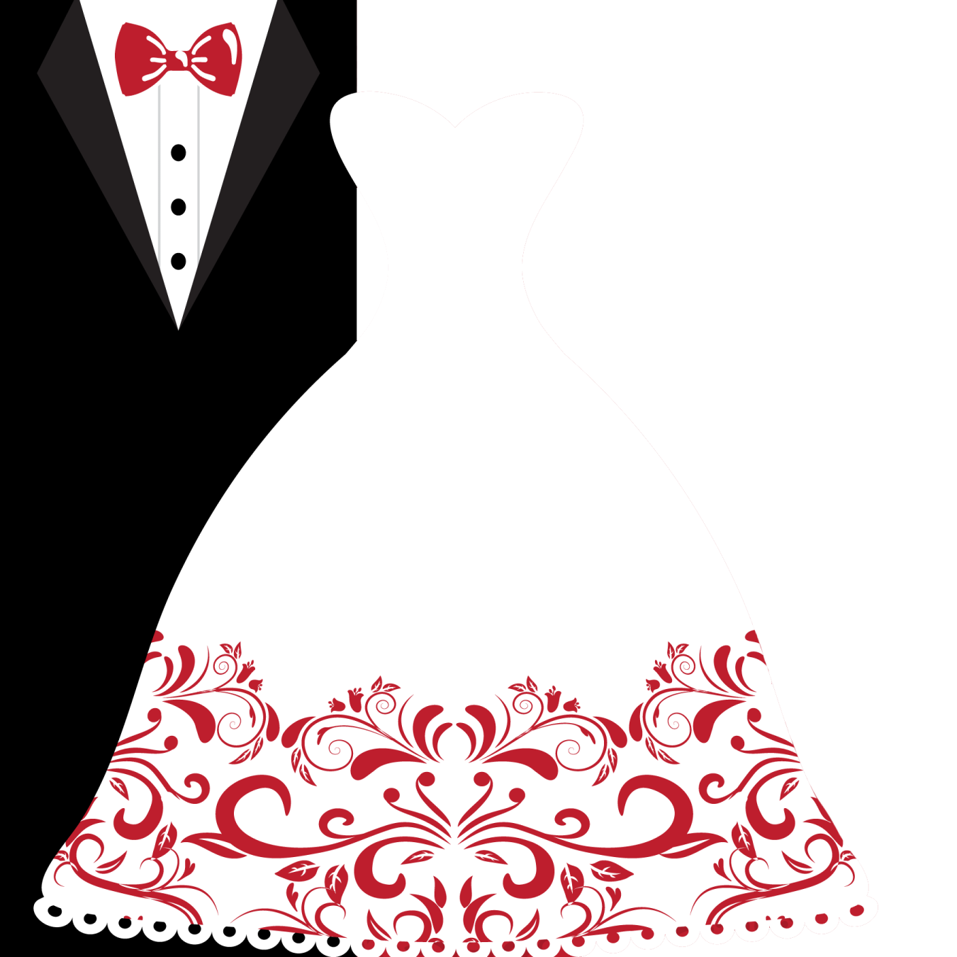 a silhouette of a bride and groom in their wedding dresses