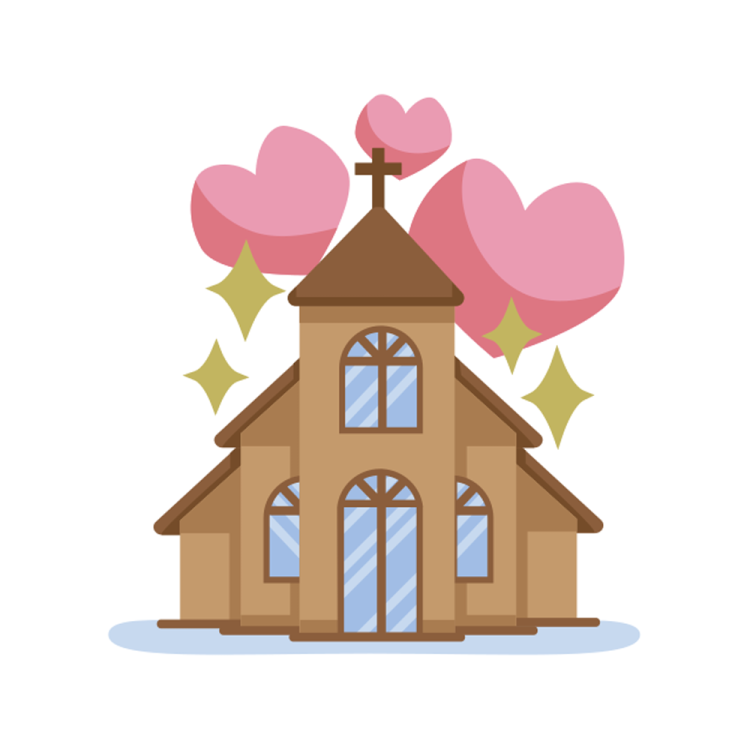 a church with balloons on top of it