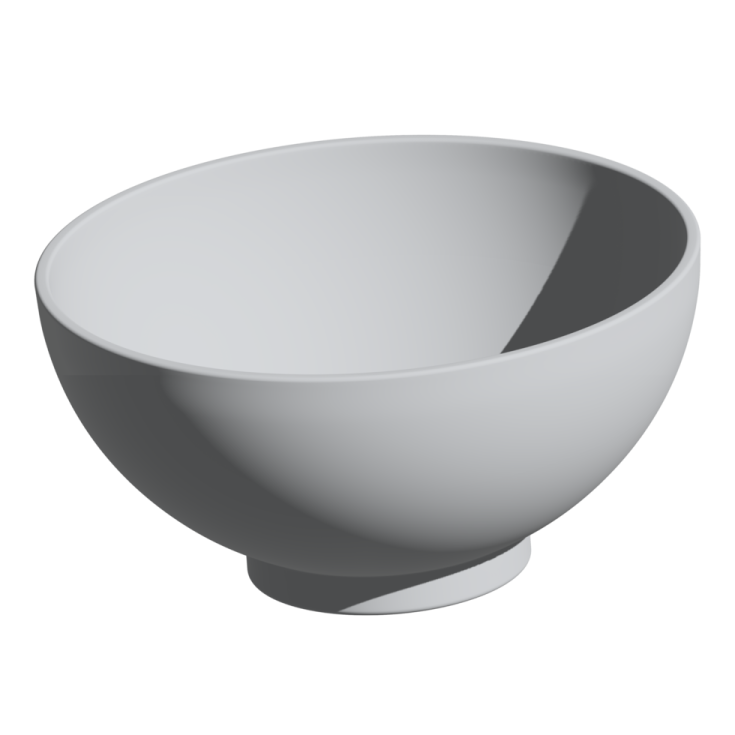 a white bowl with a black rim