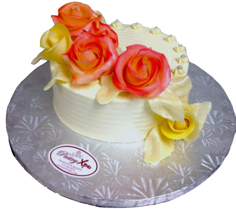 a cake with flowers on top of it