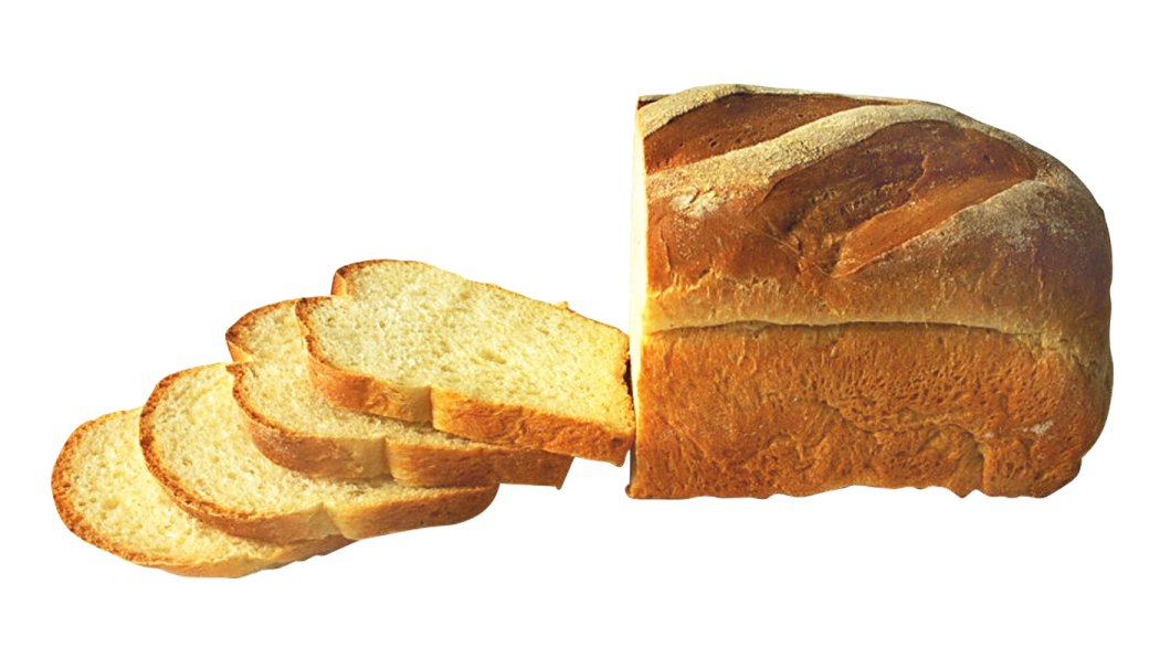 a loaf of bread cut in half