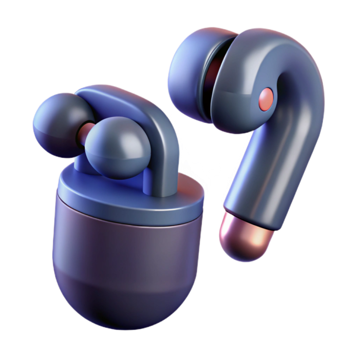 a pair of earphones on a white background