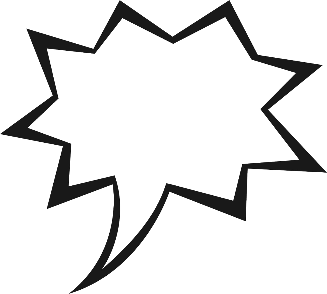 a black and white speech bubble