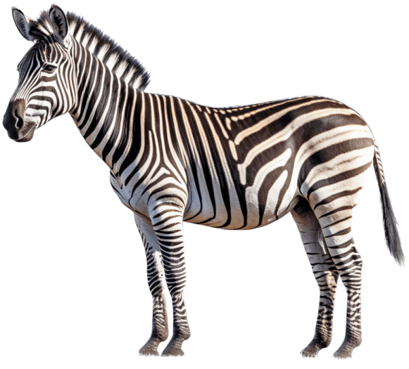 a zebra standing in front of a white background