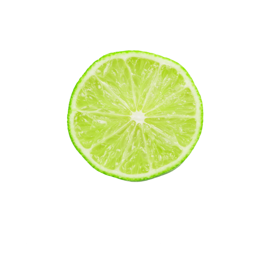 a slice of lime on a white background