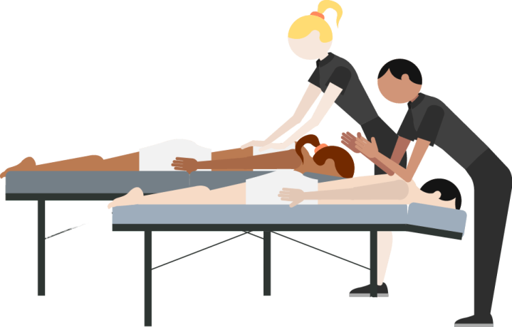 a woman getting a massage on her leg