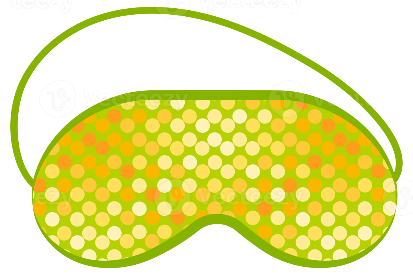 a green eye mask with orange and yellow circles