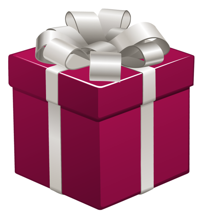a red gift box with silver ribbon and bow