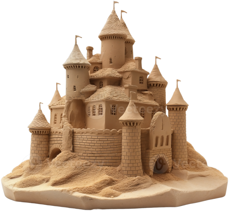 a sand castle on a white background