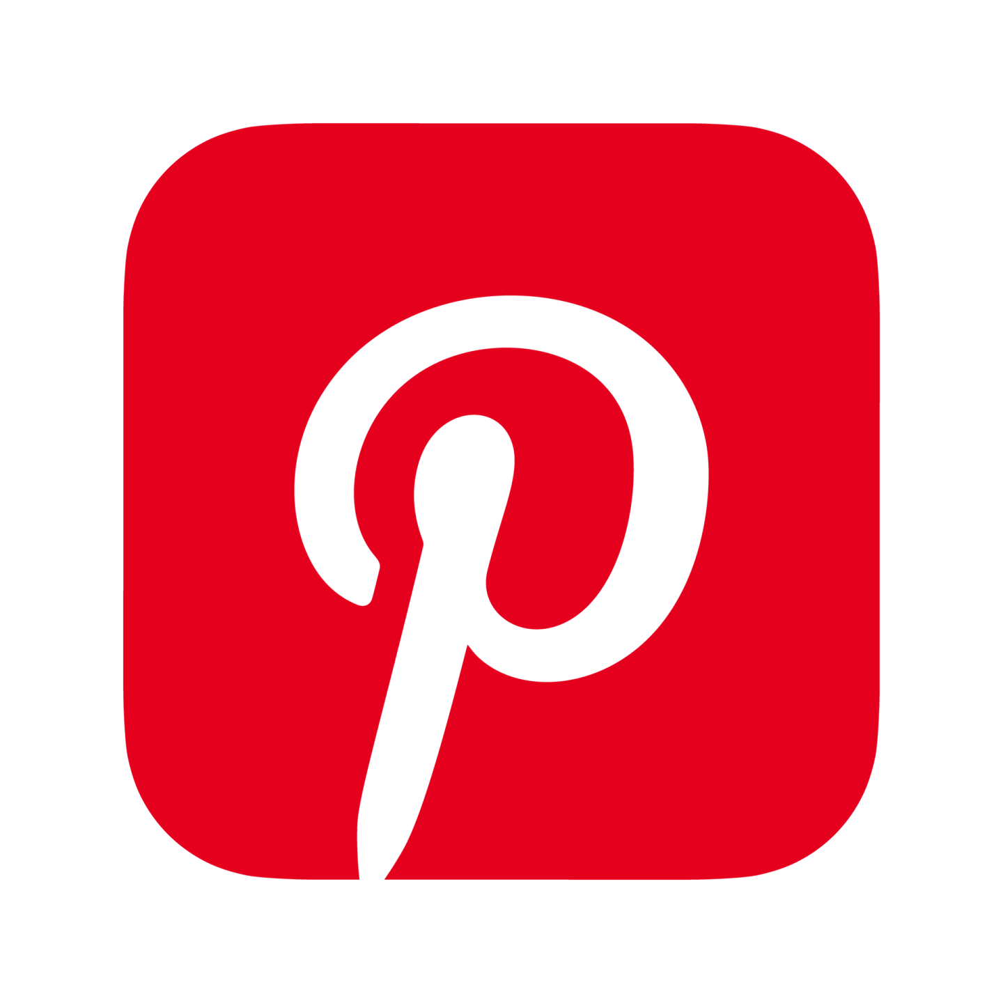 a red and white logo with the letter p on it