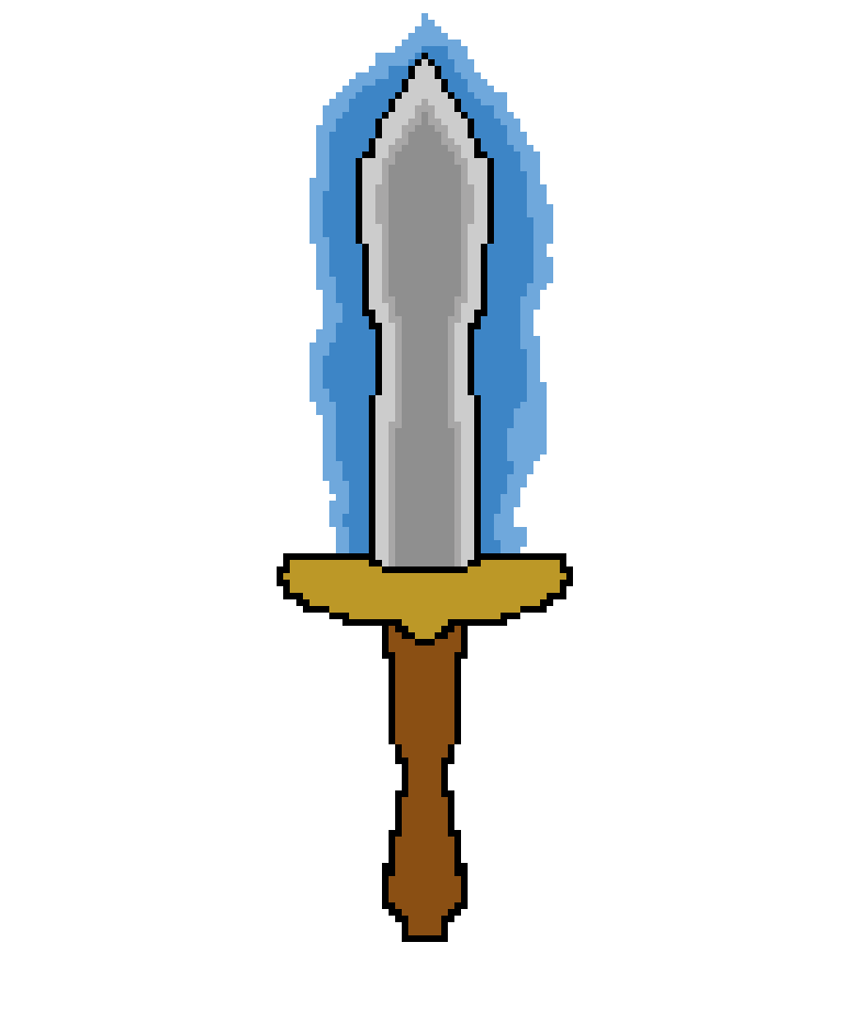 a pixel style sword on a white background