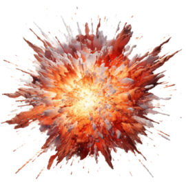 an explosion of red and orange paint