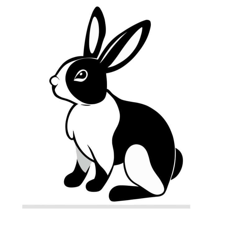 a black and white silhouette of a rabbit