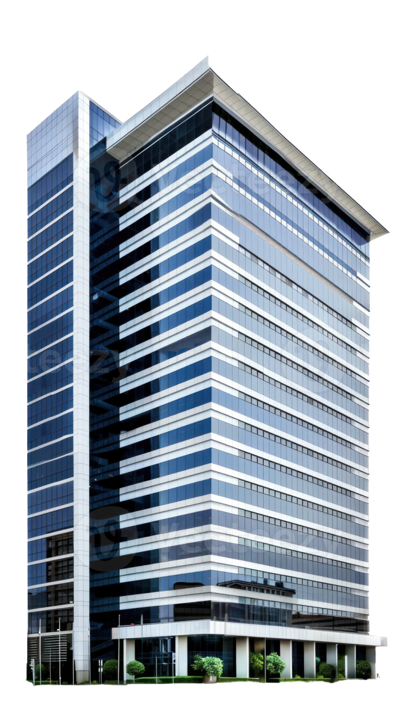 an office building on a white background