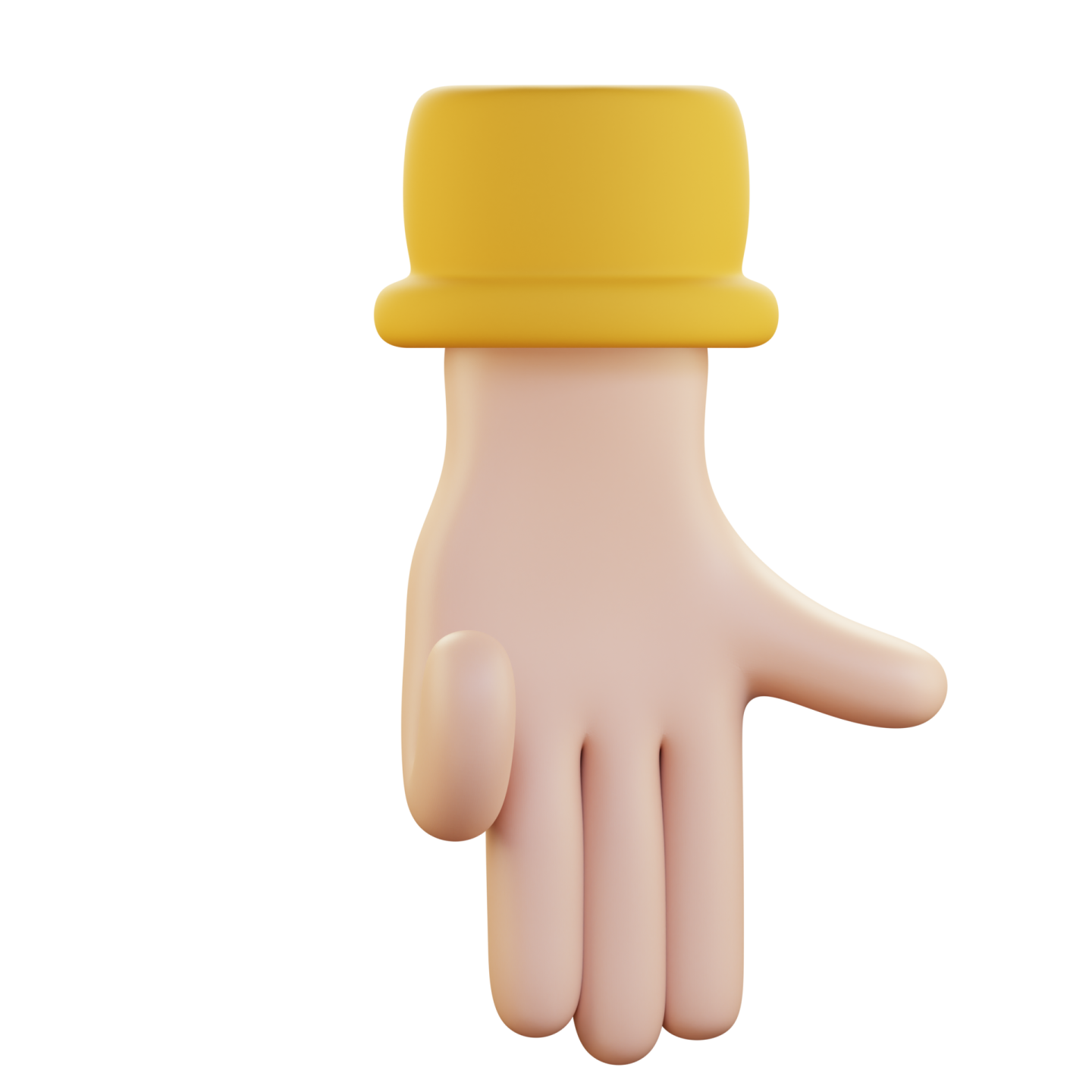 a hand with a yellow hat on it