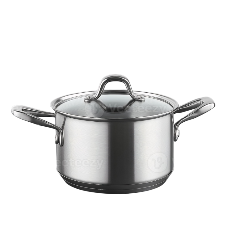 a stainless steel sauce pot with lid