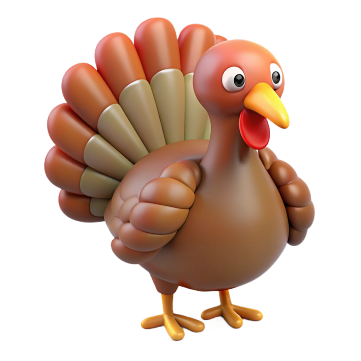 a cartoon turkey with a big smile on his face